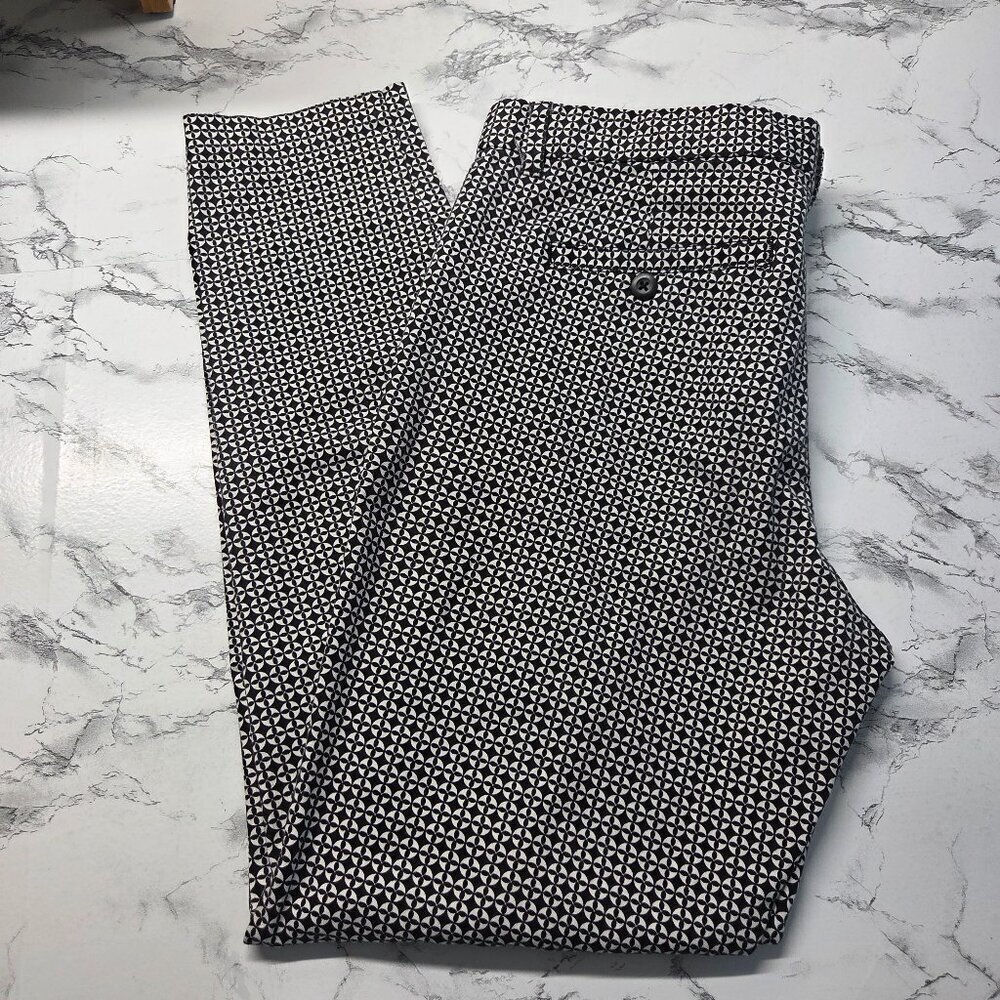 Gap Size 10R Slim City Black White Print Casual Ankle Straight Leg Pants